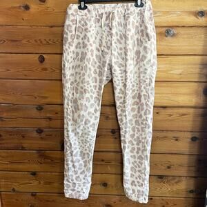 Porter Collective Pink Leopard Print Drawstring Pants Medium